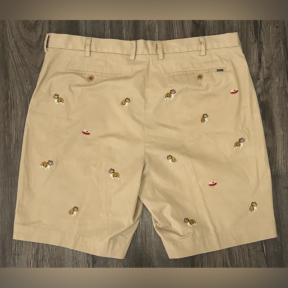 Men’s Polo Ralph Lauren Brown Embroidered Dogs Chino Stretch Shorts- 38 - Picture 11 of 14